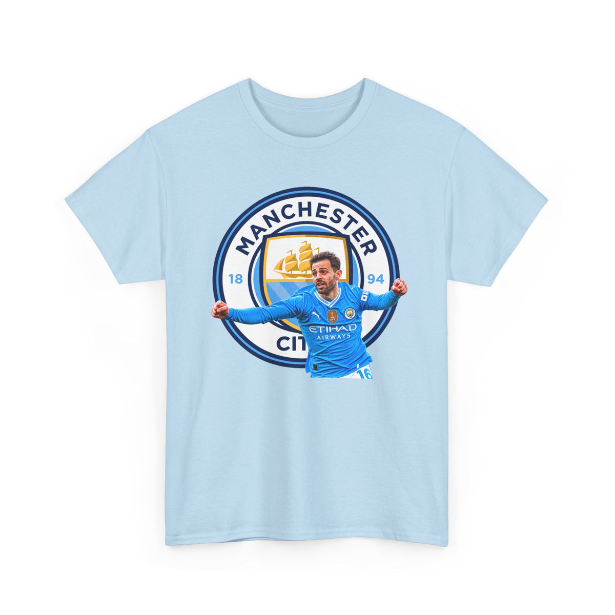 Bernardo SIlva Manchester City legend Cotton T‑Shirt — Blue Crest Football Tee
