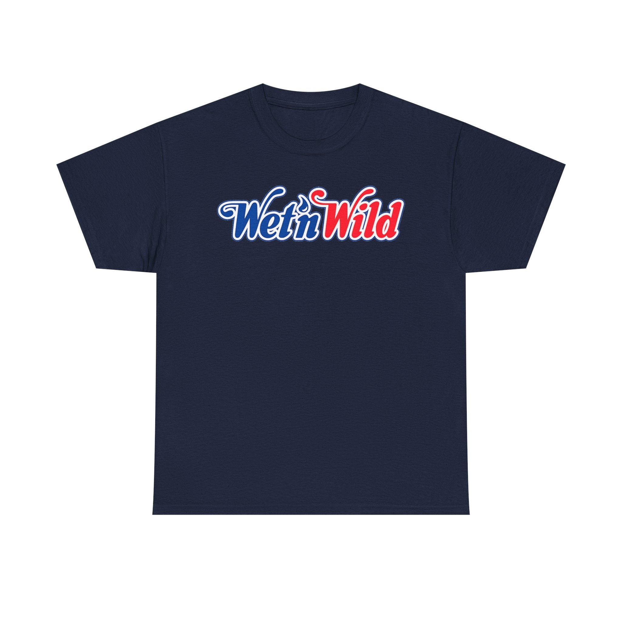Wet 'n Wild Retro Script T-Shirt — Red & Blue Patriotic Graphic Tee