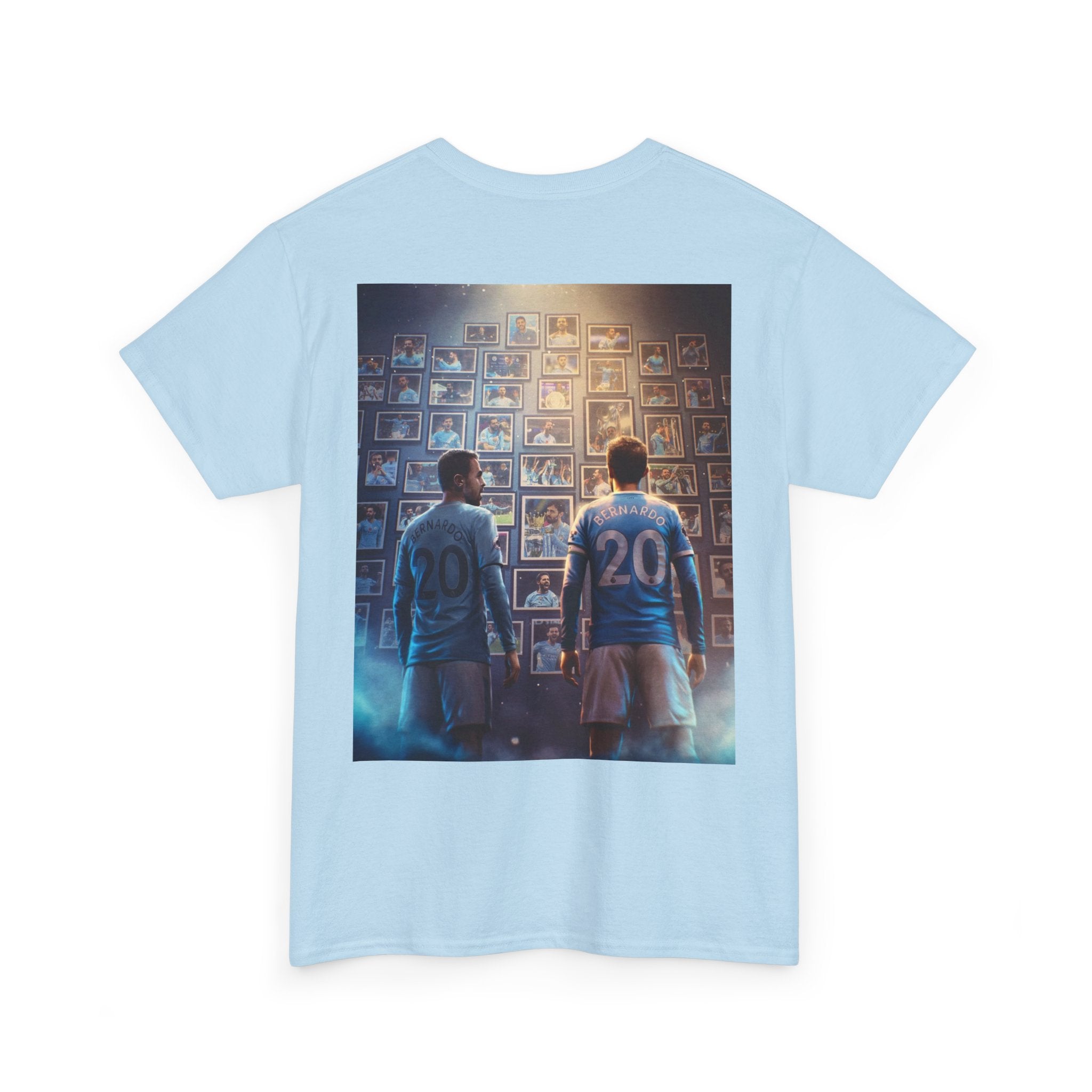 Bernardo Silva Manchester City Legend Graphic Tee — Player Cartoon Front & Tribute Poster Back