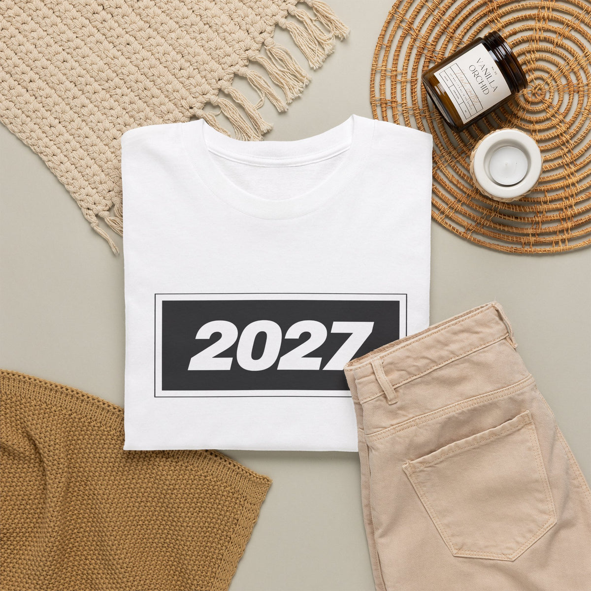 Oasis Inspired 2027 Graphic Tee — Minimal Year Rectangle T‑Shirt for New Year Celebrations