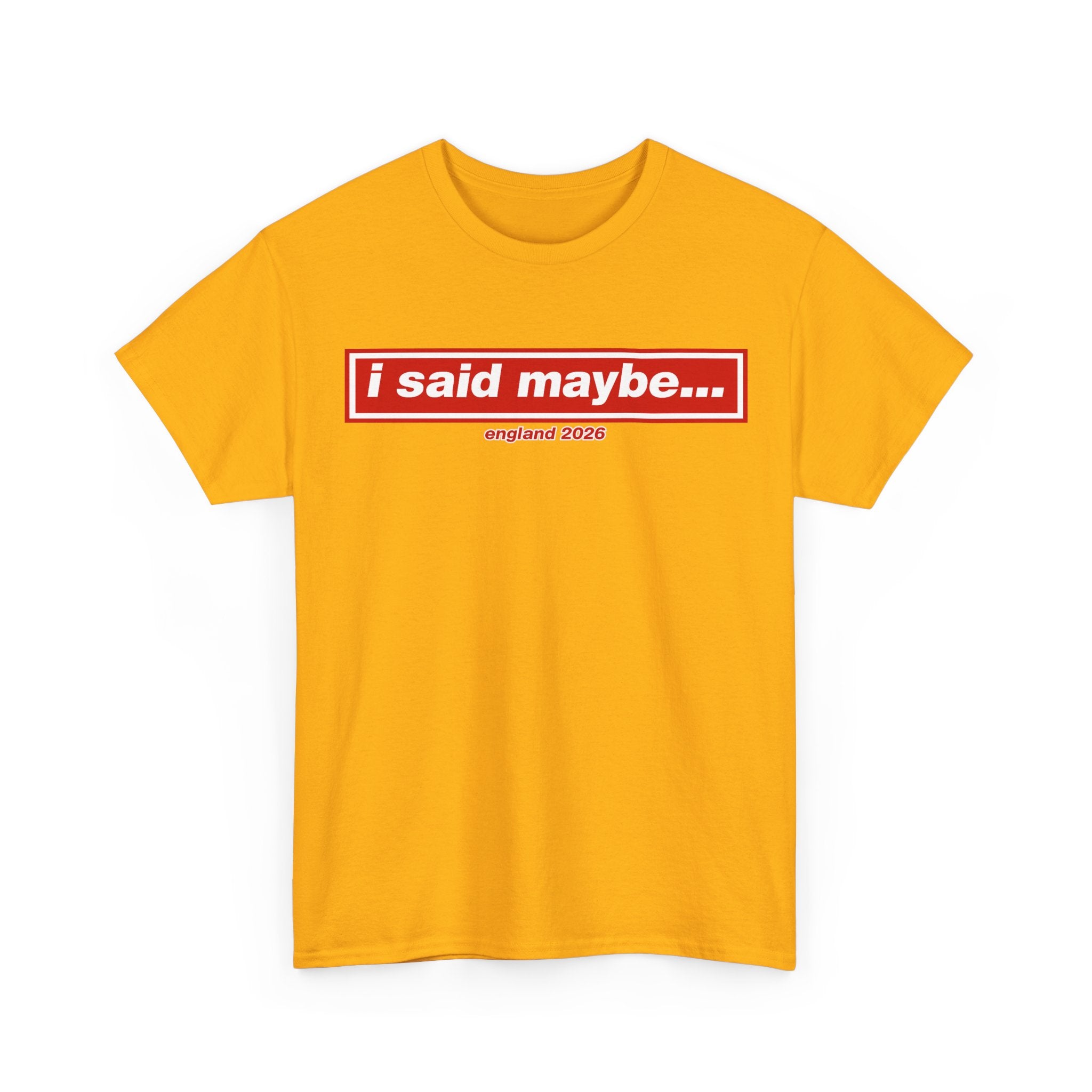 I Said Maybe Tee — Minimalist Red Logo Graphic T‑Shirt