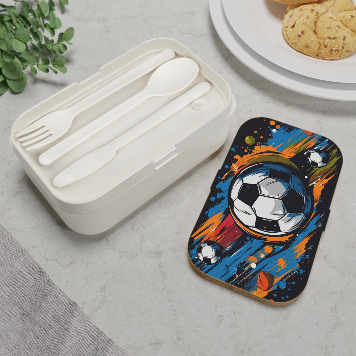Soccer Splash Bento Lunch Box — Kids Sports Lunchbox