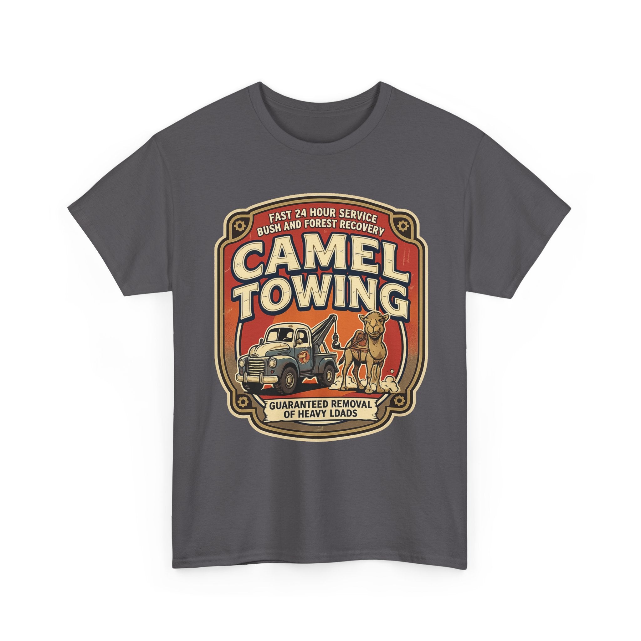 Camel Towing Tee — Vintage Desert Tow Truck Graphic T-Shirt