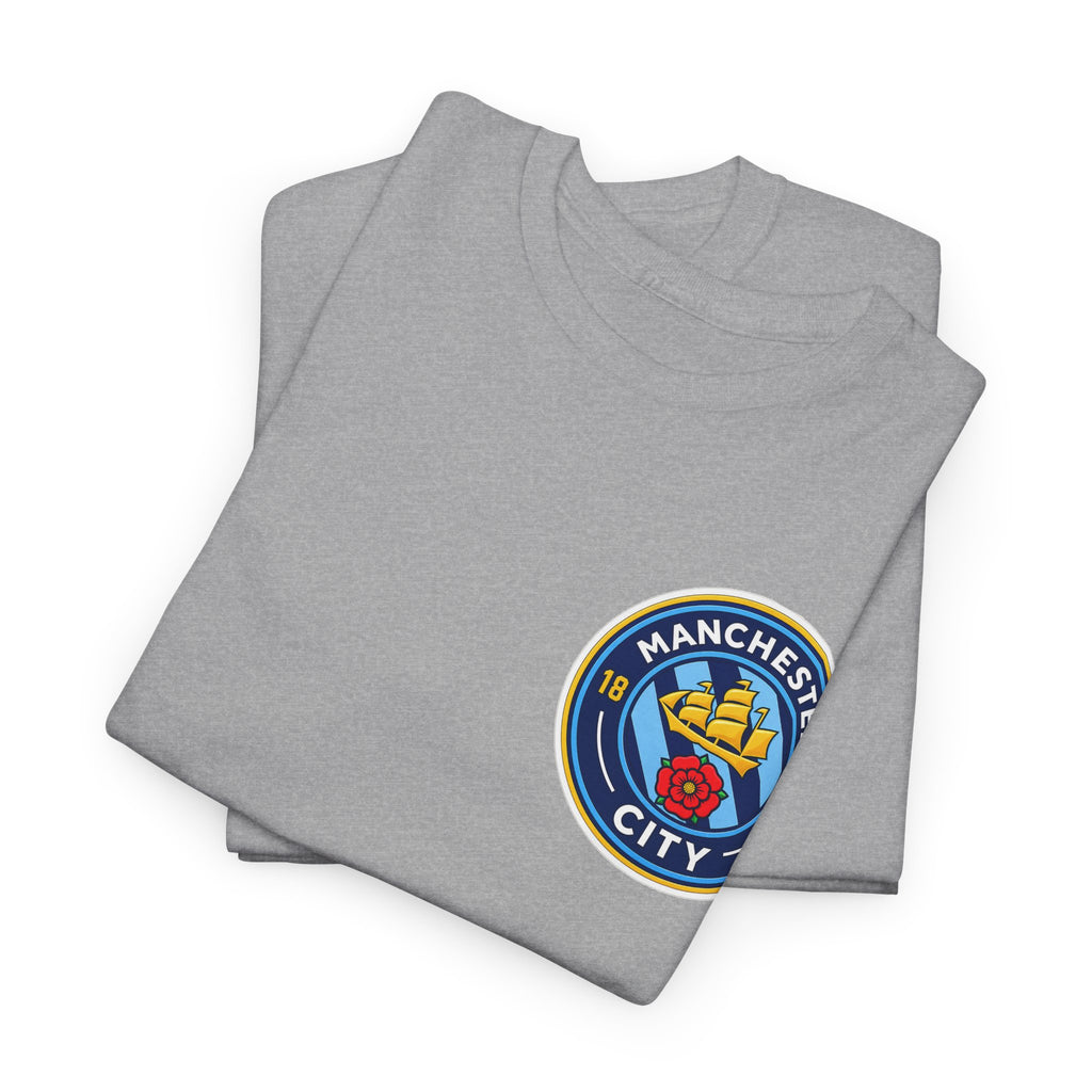 Manchester City Inspired Crest T‑Shirt – Circular Badge Chest Logo Tee