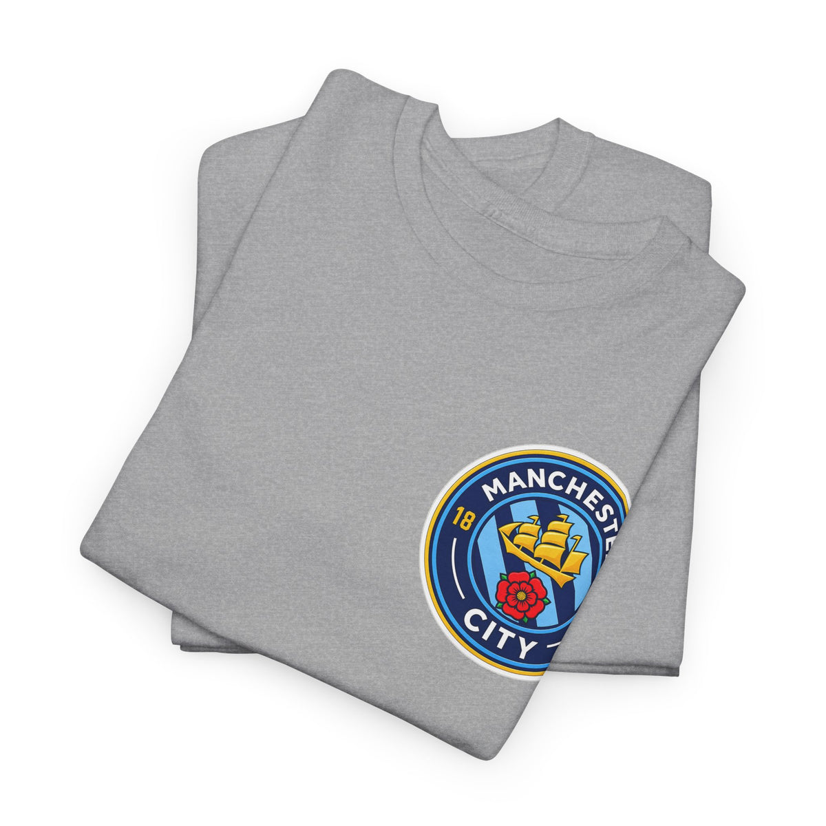 Manchester City Inspired Crest T‑Shirt – Circular Badge Chest Logo Tee