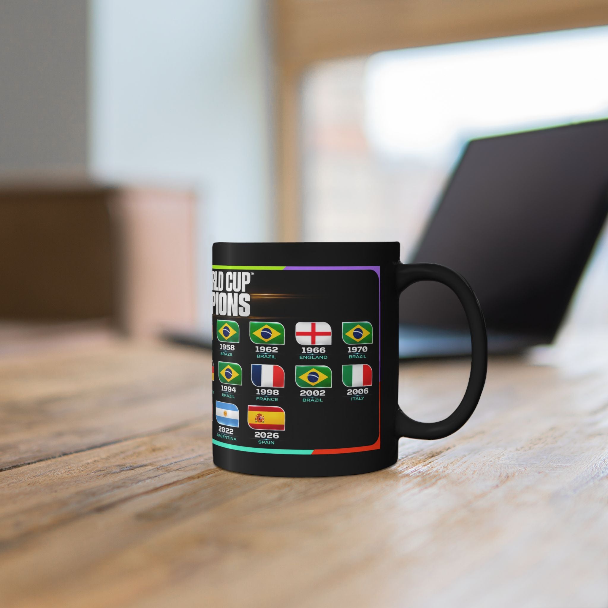 FIFA World Cup Champions Black Mug – All Winning Nations Timeline (11oz/15oz)