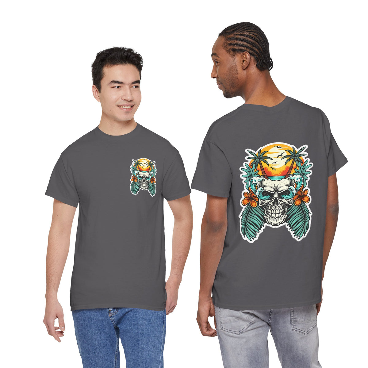 Tropical Skull Tee — Sunset Palm Beach Skull T-Shirt
