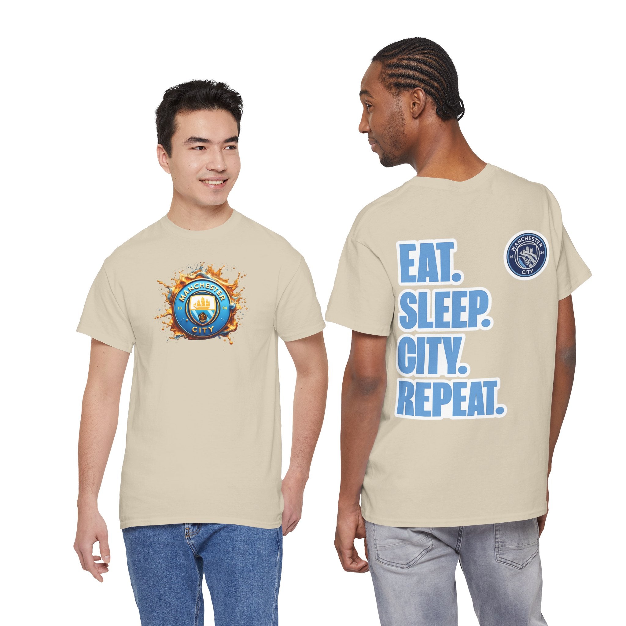 Manchester City T-Shirt – 'Eat. Sleep. City. Repeat.' Football Fan Tee