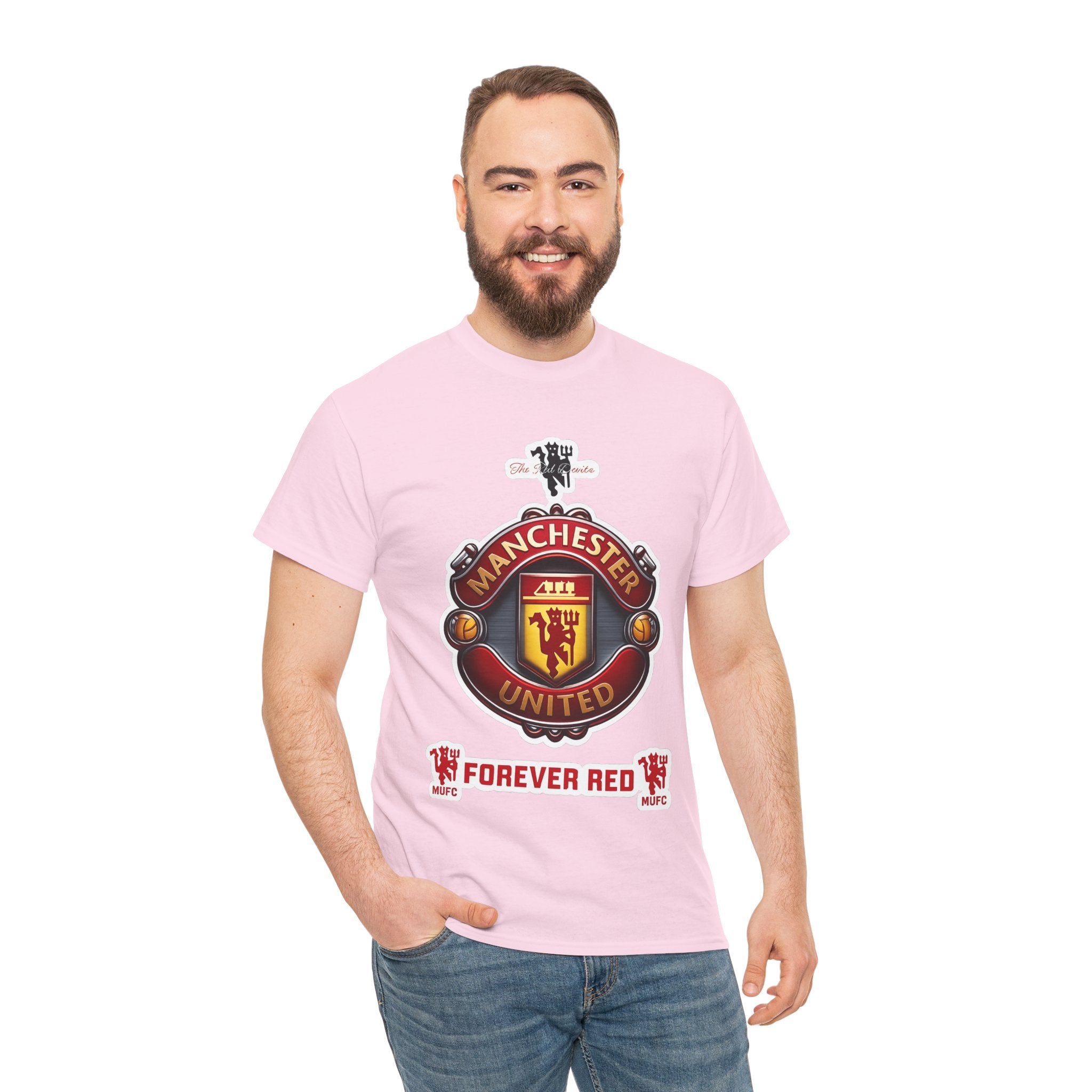 Manchester United Inspired Football Crest Tee — "Forever Red" Supporter Shirt