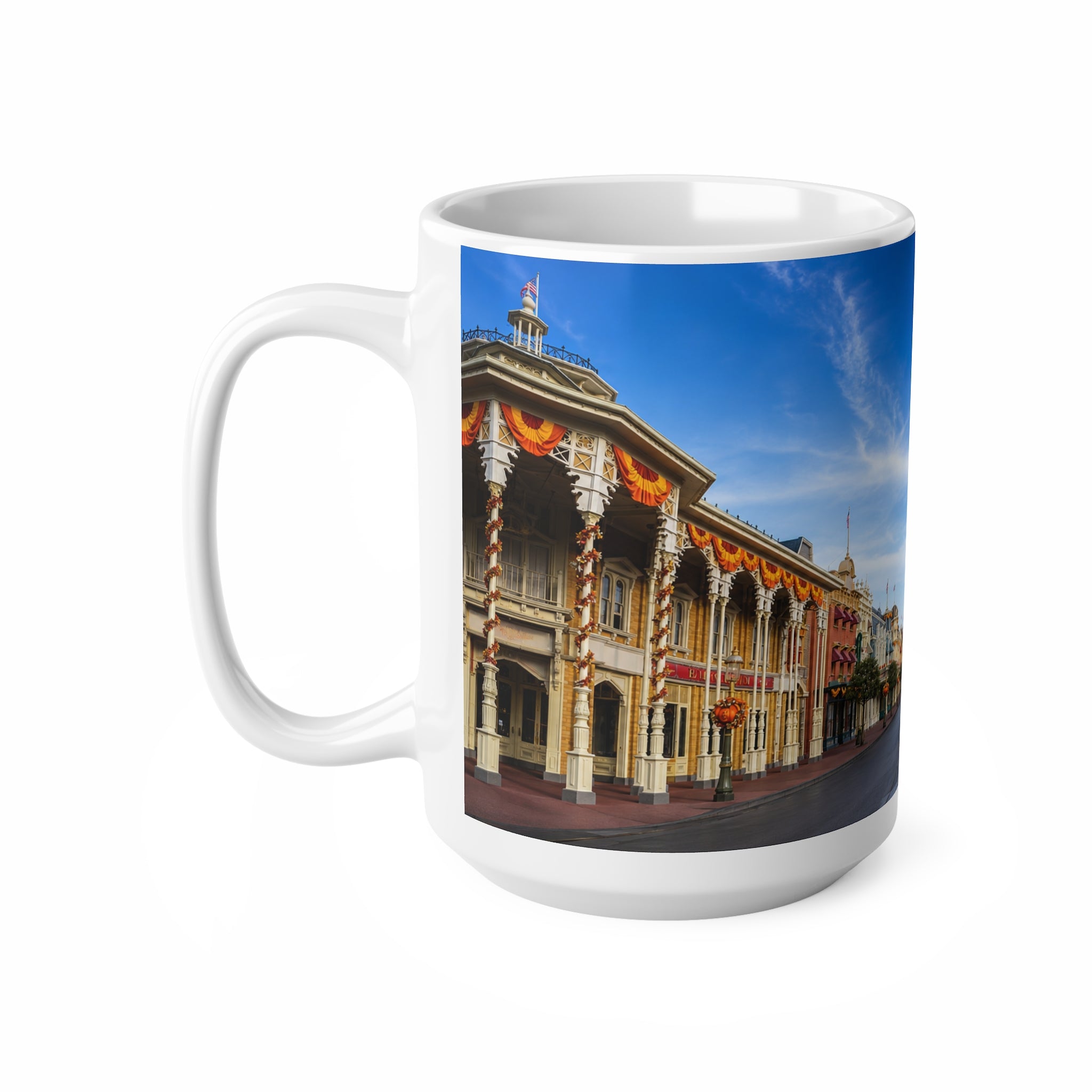 WDW Theme Park Main Street USA Ceramic Mug — Scenic Castle Morning Coffee Cup (11oz, 15oz)