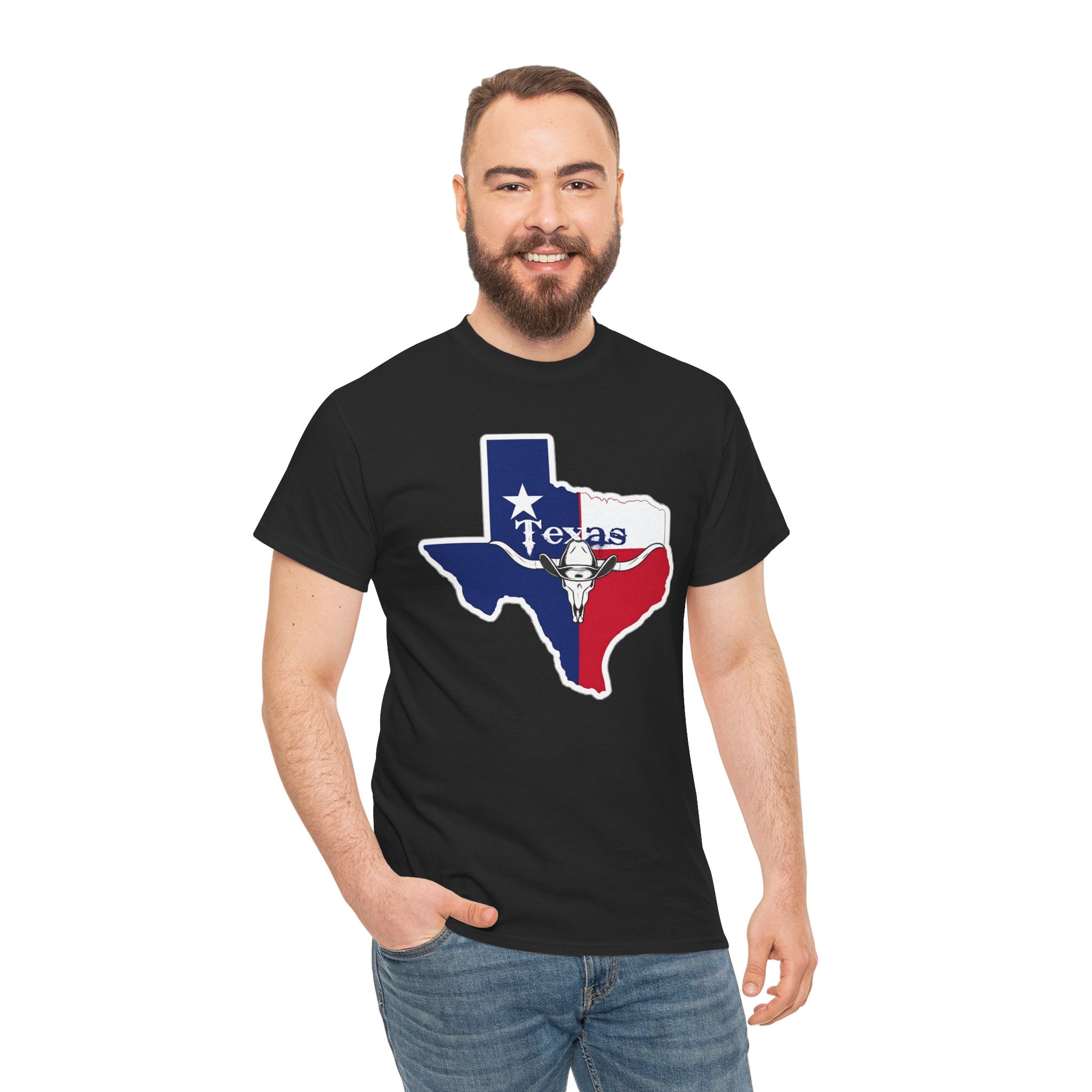 Texas Flag Outline T-Shirt — Lone Star State Map Tee with 'Texas' Text