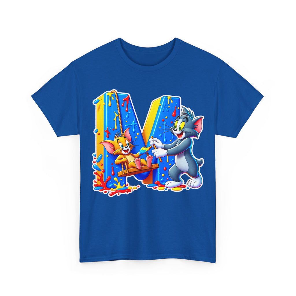 Tom & Jerry Letter M Cotton T-Shirt — Retro Cartoon Graphic Tee