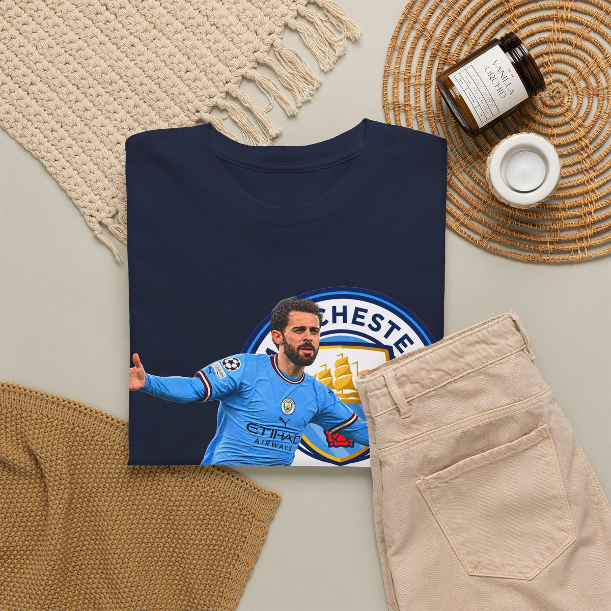Bernardo Silva Manchester City Football Club Graphic Tee — Celebratory Player Design
