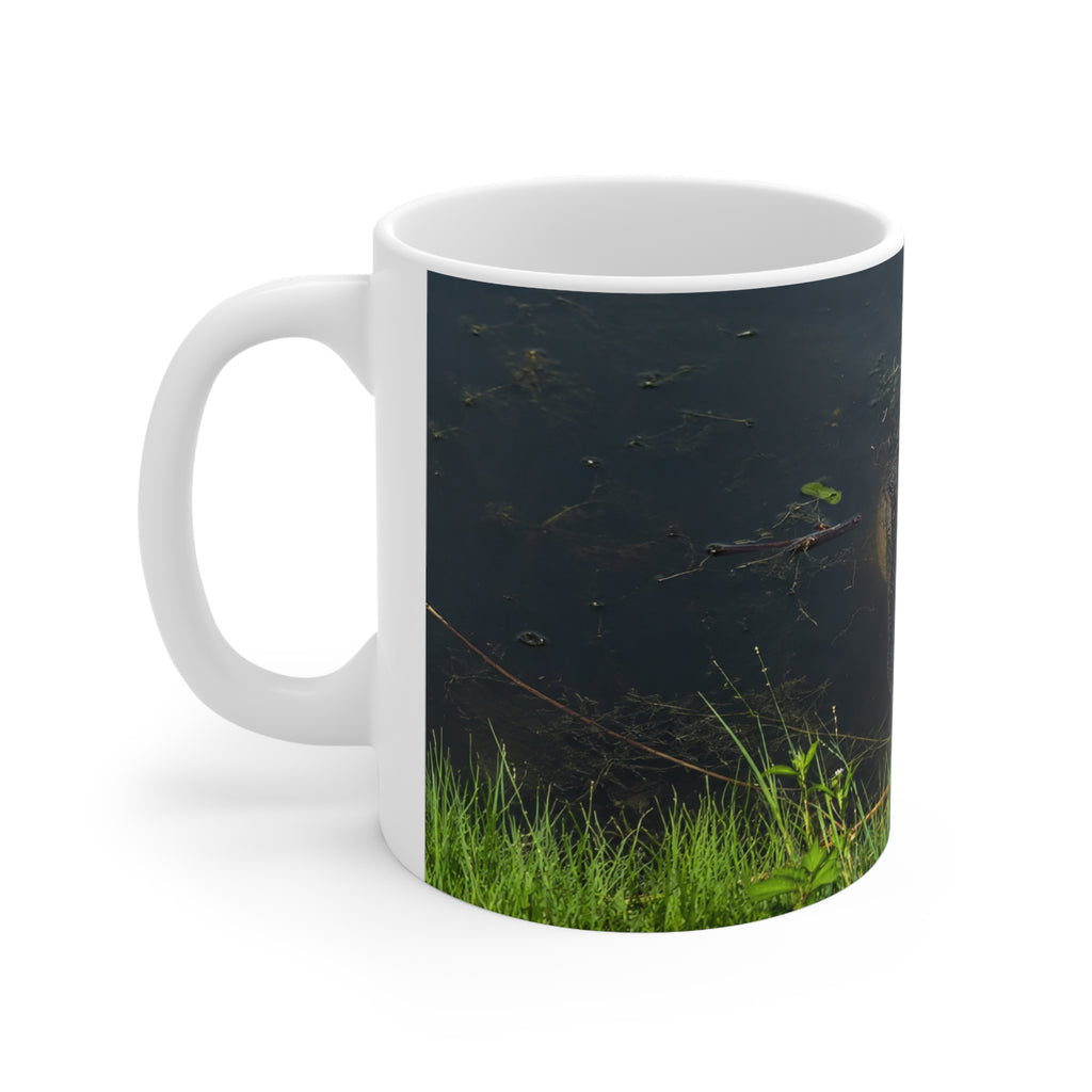 Florida Alligator Stare Ceramic Mug — 11oz & 15oz Coffee Cup with Wildlife Photography