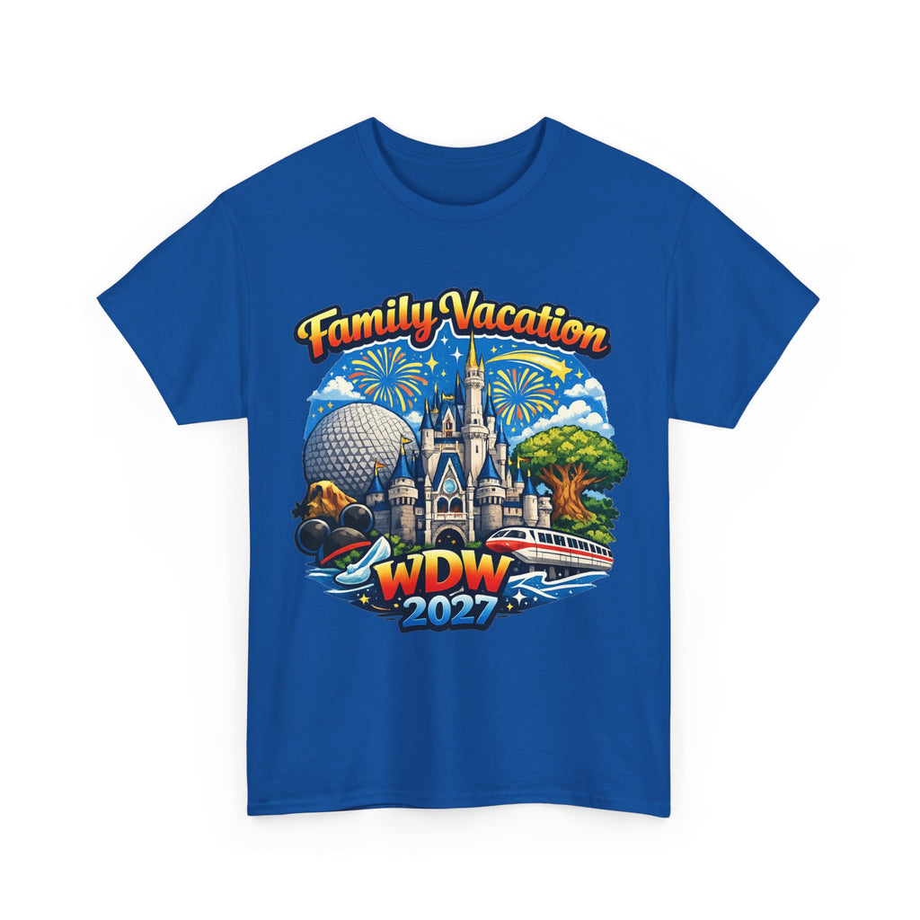 Family Vacation WDW 2027 T-Shirt – Disney Park Castle & Fireworks Vacation Tee