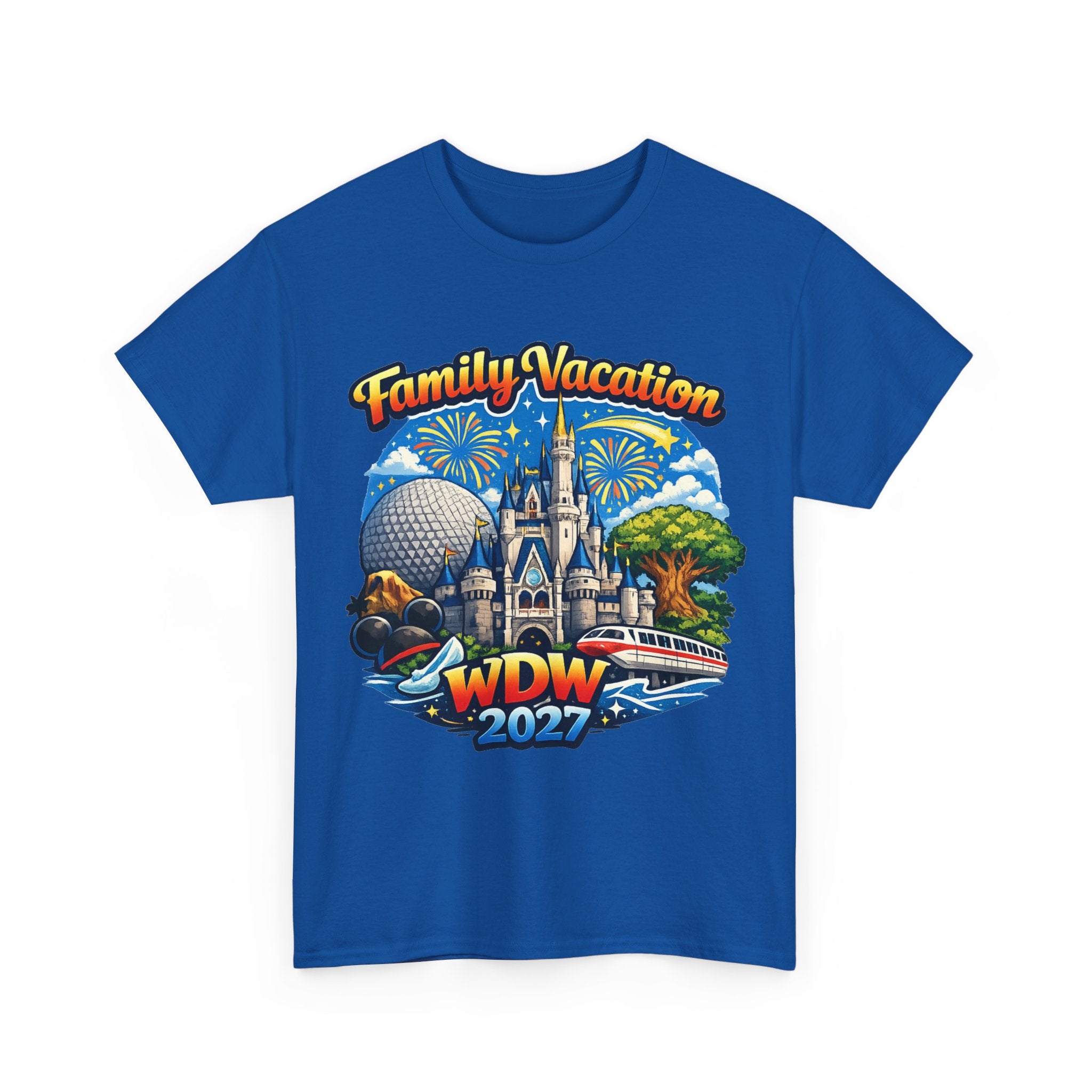Family Vacation WDW 2027 T-Shirt – Disney Park Castle & Fireworks Vacation Tee