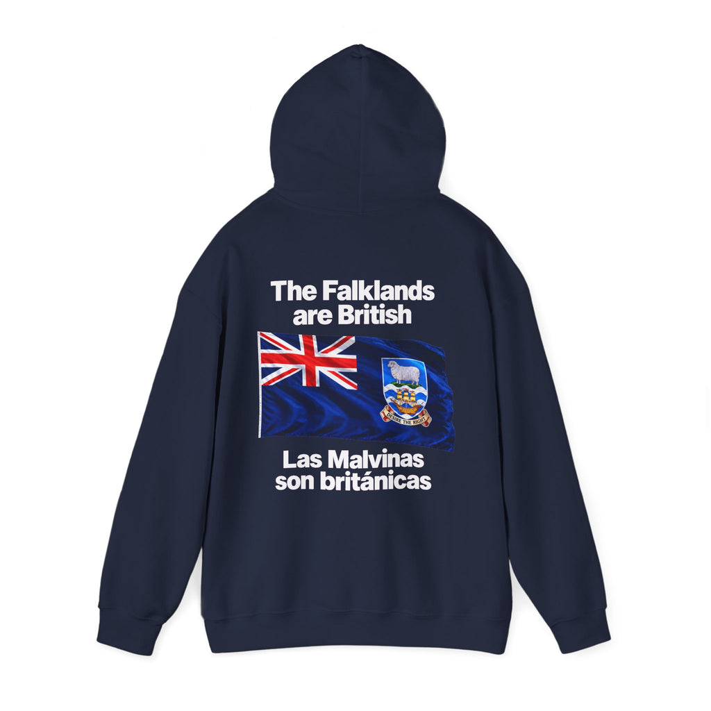 Falklands Are British Hoodie – Bilingual 'Las Malvinas son británicas' Flag Pullover