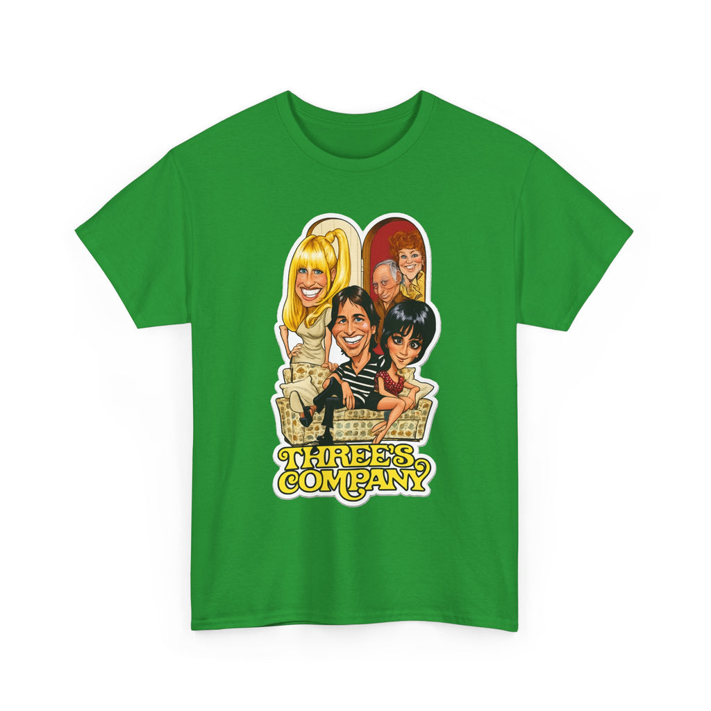 Three's Company Retro TV Tee — Vintage Sitcom Caricature T-Shirt