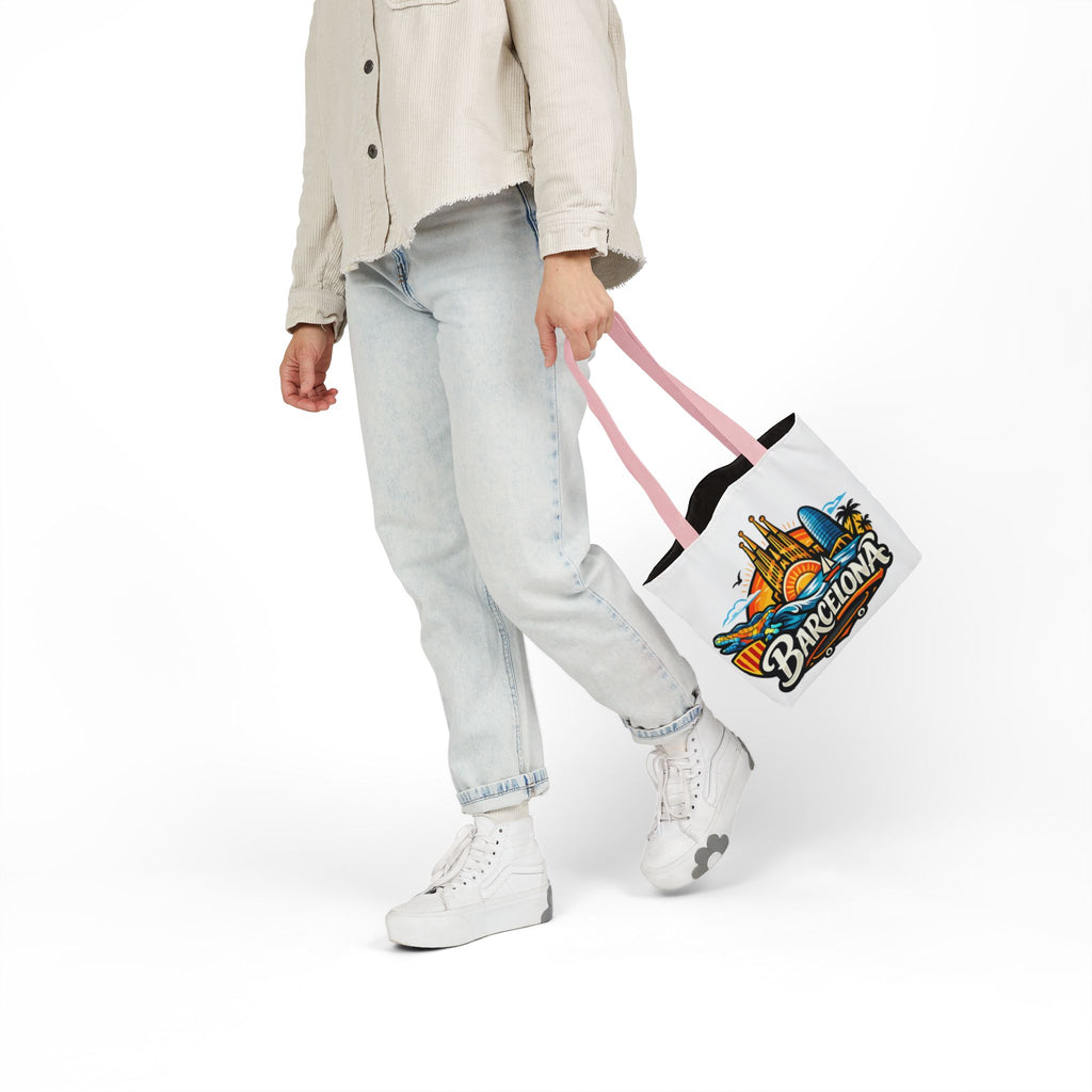 Barcelona Skyline Canvas Tote Bag — Colorful Travel Souvenir Tote