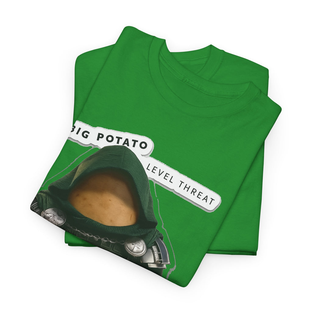 Big Potato "Level Threat" Doom Tee — Funny Potato Soldier Graphic T-Shirt