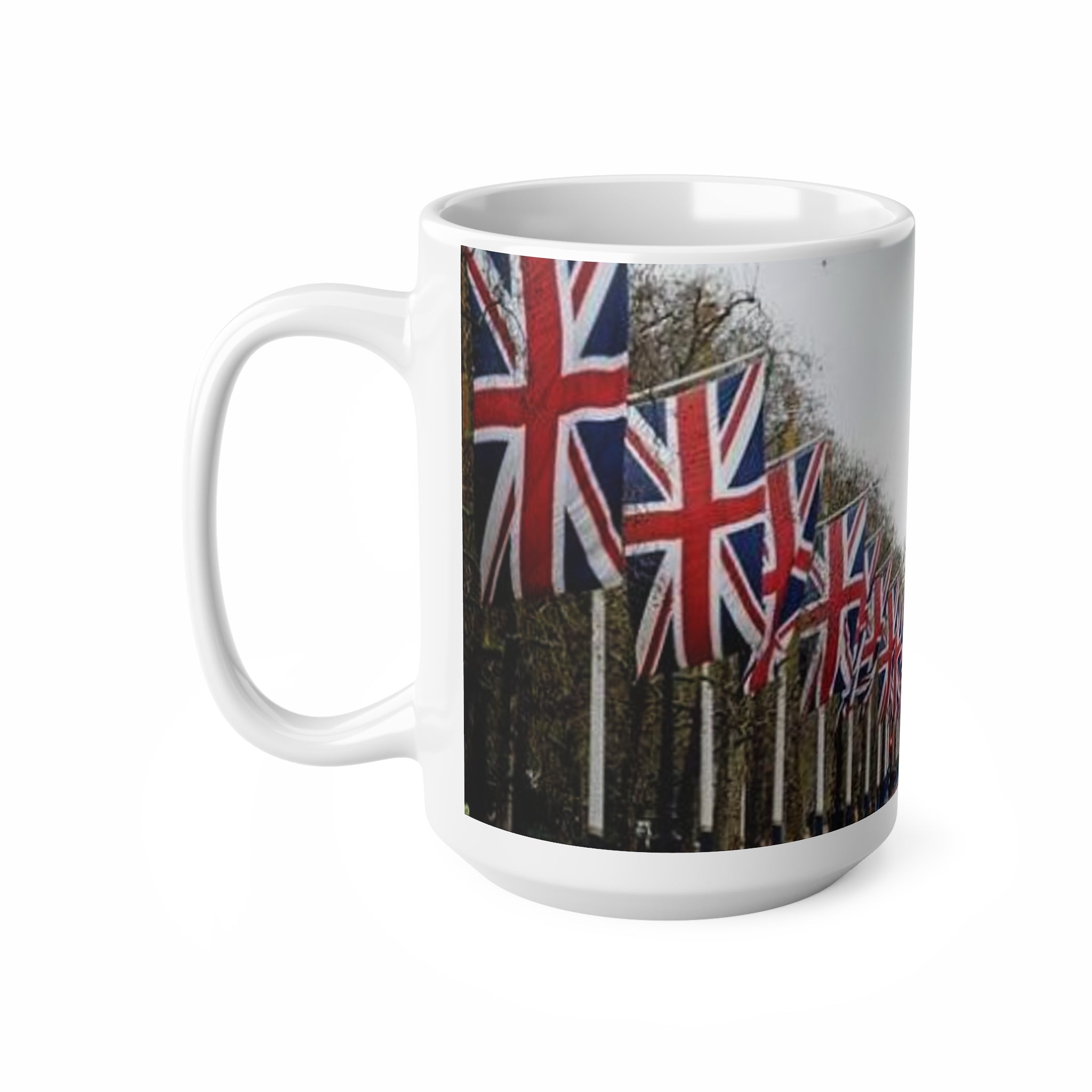 Union Jack Street Scene Ceramic Coffee Mug — 11oz & 15oz