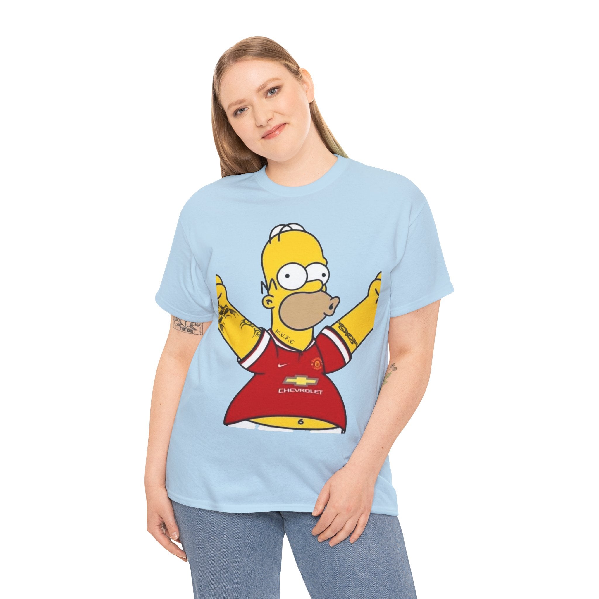 Homer Simpson Manchester Fan T-Shirt — Cartoon Football Supporter Tee