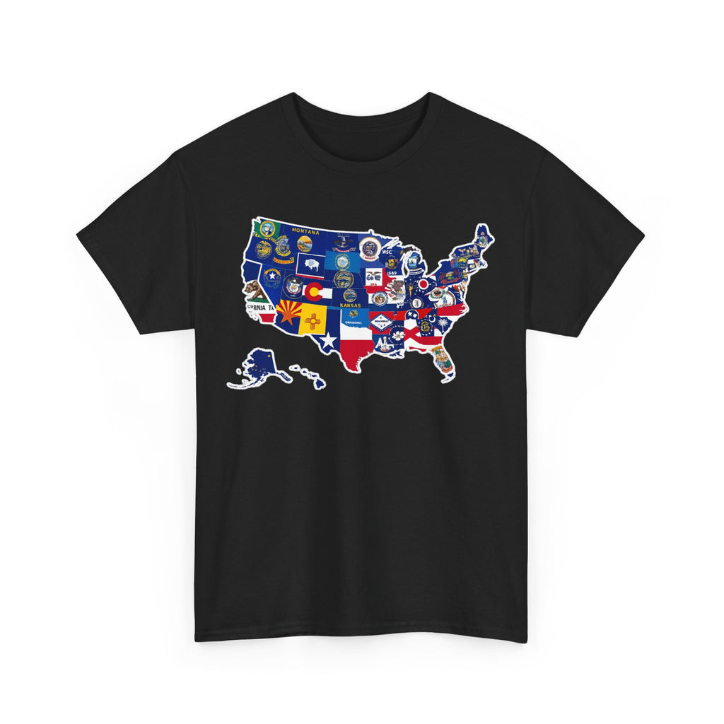 USA Map Flag T-Shirt — United States State Flag Map Tee