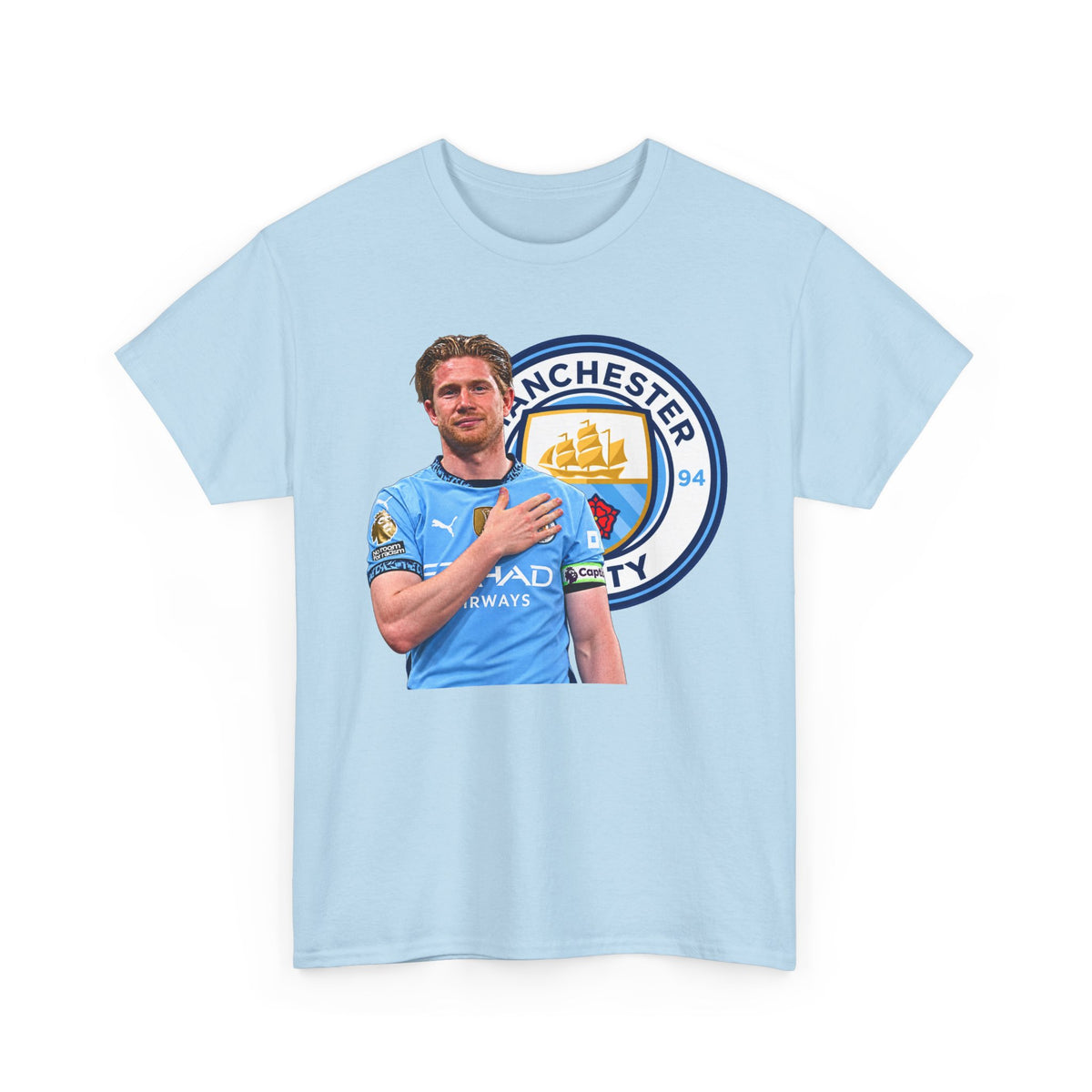 Kevin De Bruyne Manchester City Legend Cotton T-Shirt — Player Tribute Tee (Heart Badge Design)