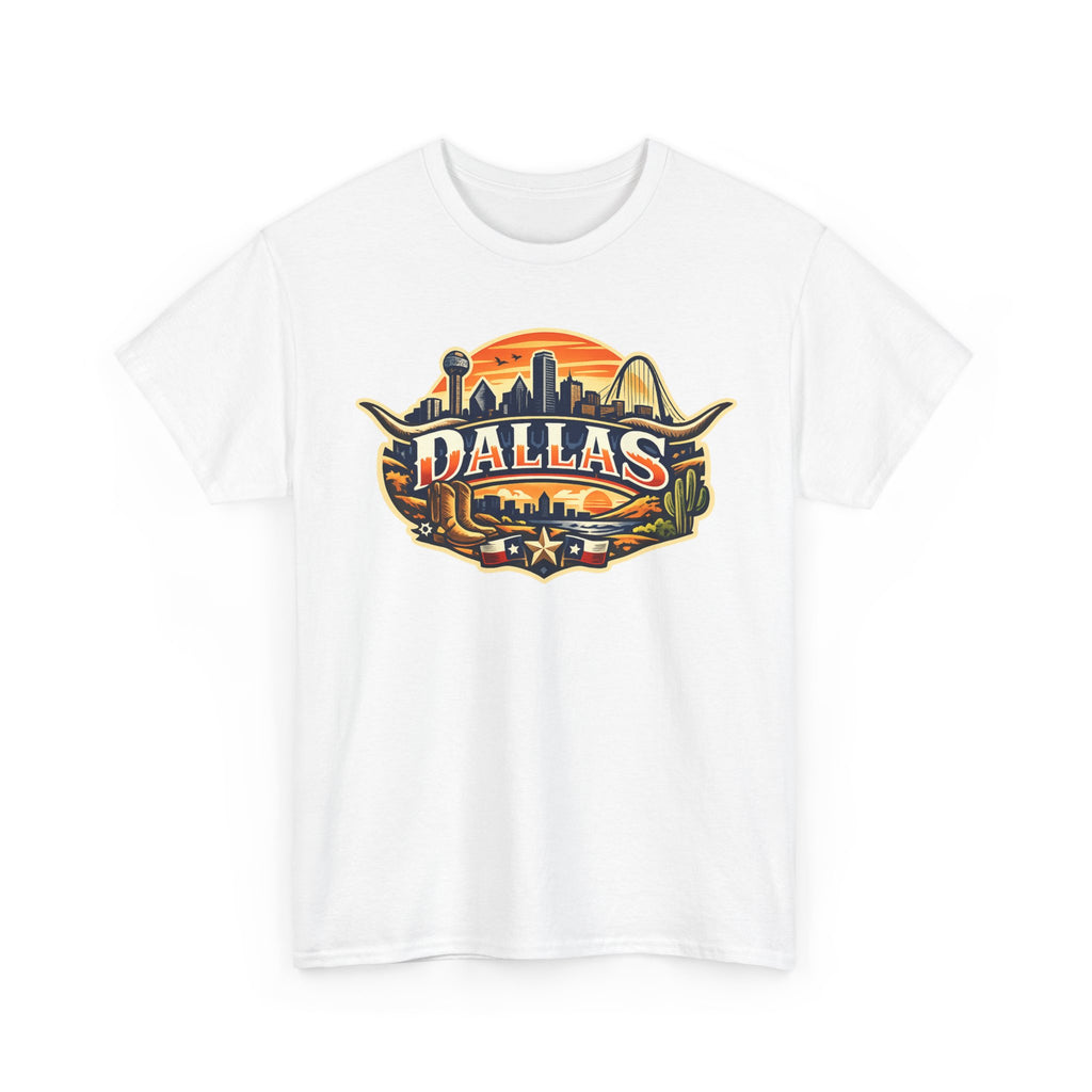 Dallas Skyline Retro Tee — Vintage Cityscape T‑Shirt with 'Dallas' Graphic
