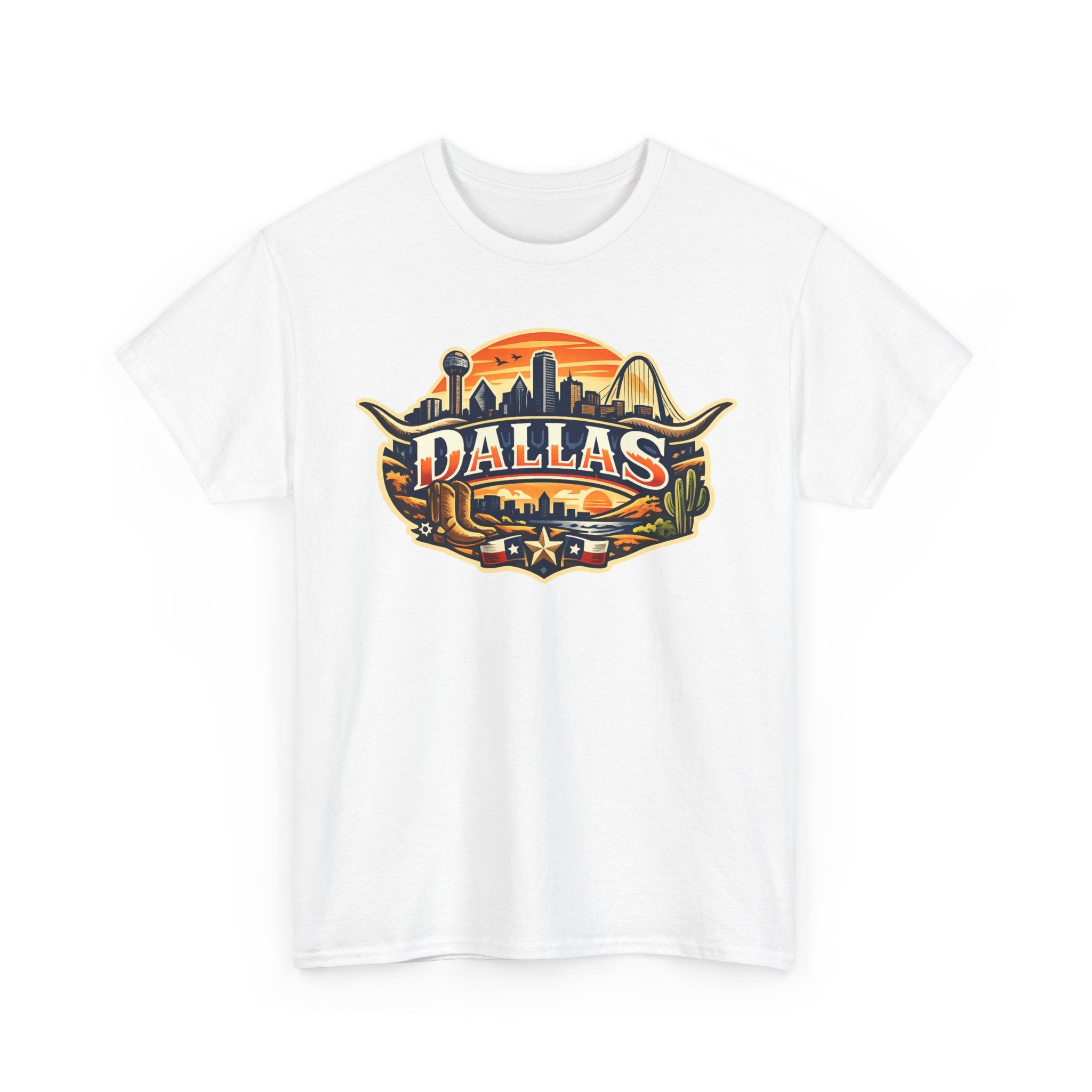 Dallas Skyline Retro Tee — Vintage Cityscape T‑Shirt with 'Dallas' Graphic