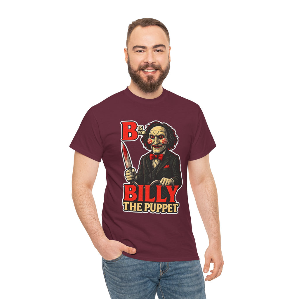 Billy the Puppet Horror Tee — Jigsaw-Style Killer Doll Graphic T-Shirt