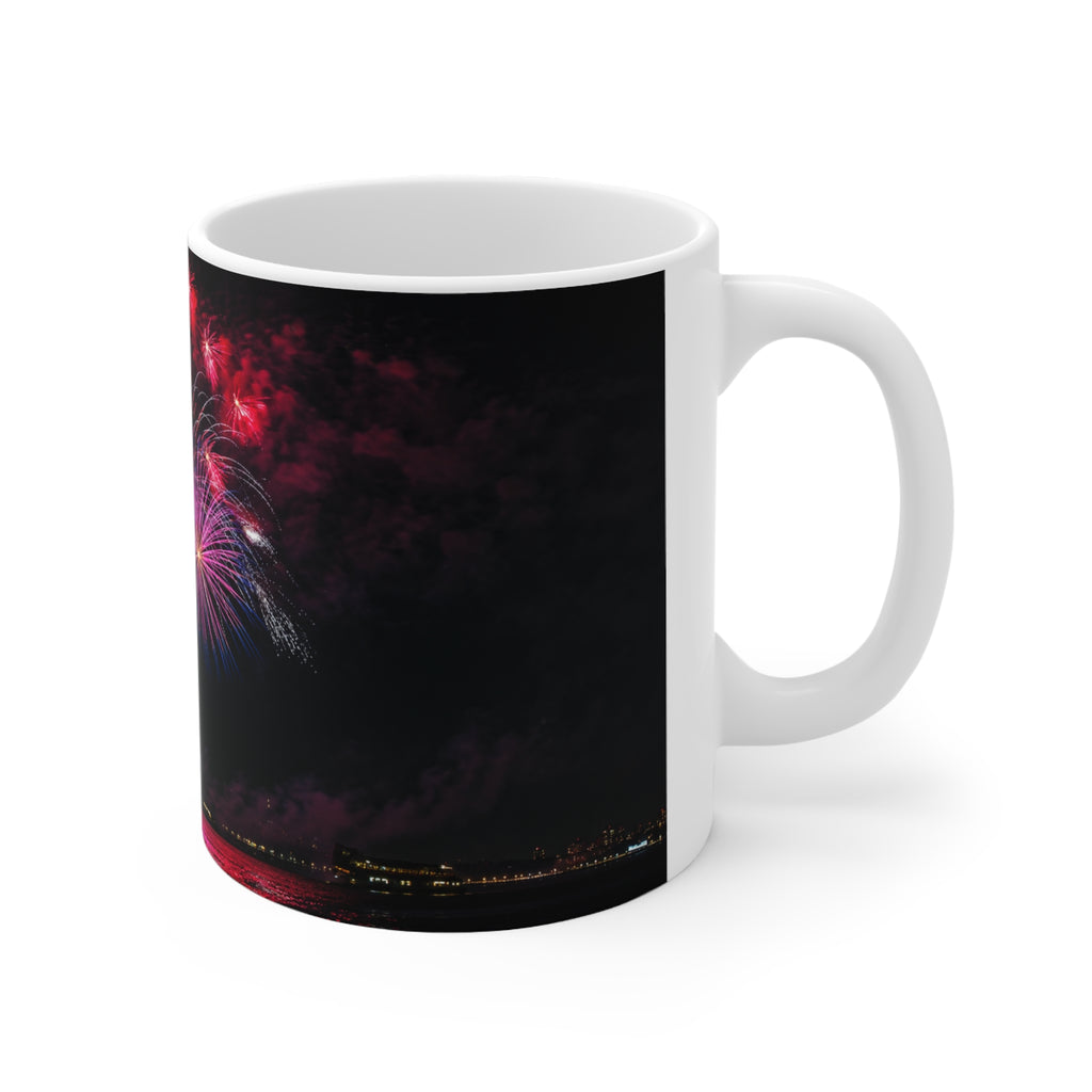 Statue of Liberty Fireworks Mug — Patriotic New York City Coffee Cup (11oz & 15oz)