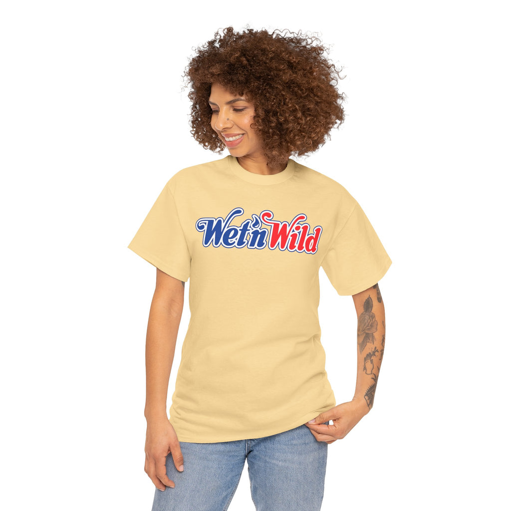Wet 'n Wild Retro Script T-Shirt — Red & Blue Patriotic Graphic Tee