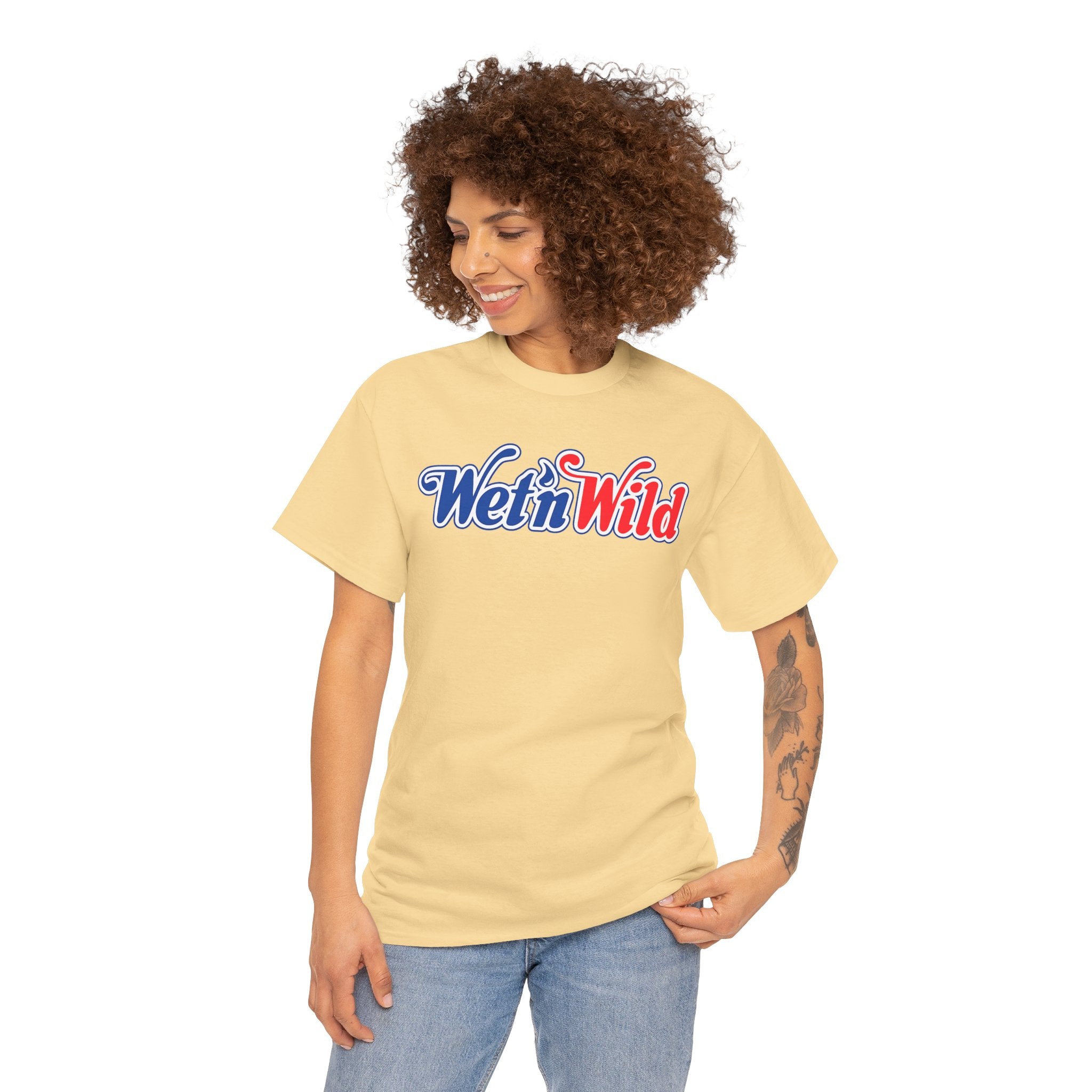 Wet 'n Wild Retro Script T-Shirt — Red & Blue Patriotic Graphic Tee