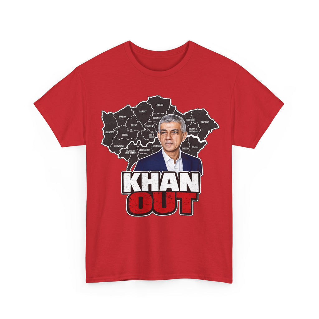 Sadiq Khan Out" Political Protest Tee with Sadiq Khan Graphic T-Shirt
