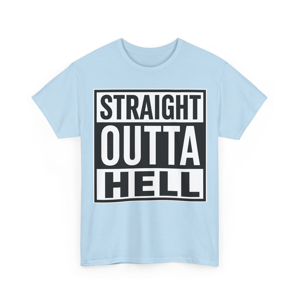 Straight Outta Hell T-Shirt — Bold Gothic Graphic Tee