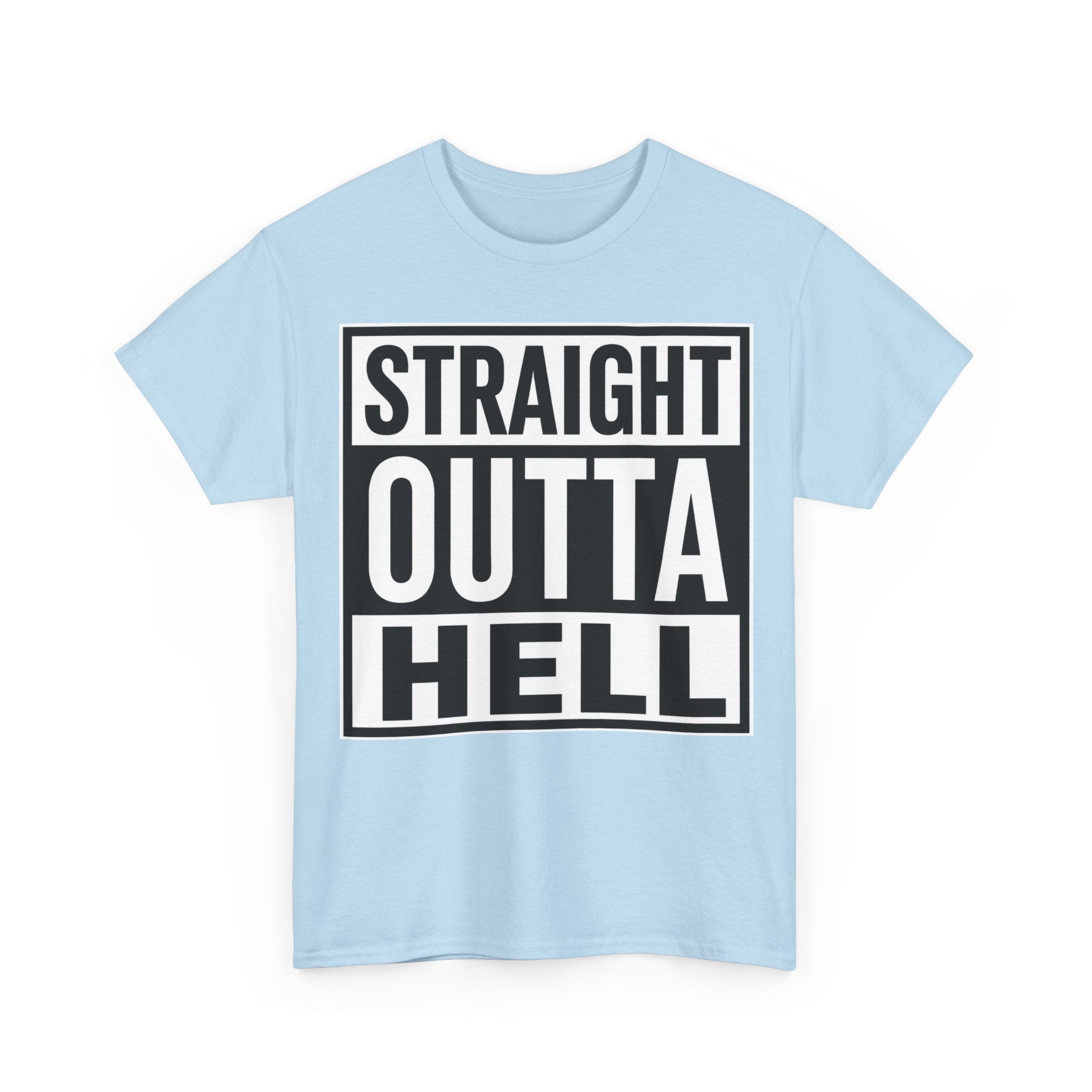 Straight Outta Hell T-Shirt — Bold Gothic Graphic Tee