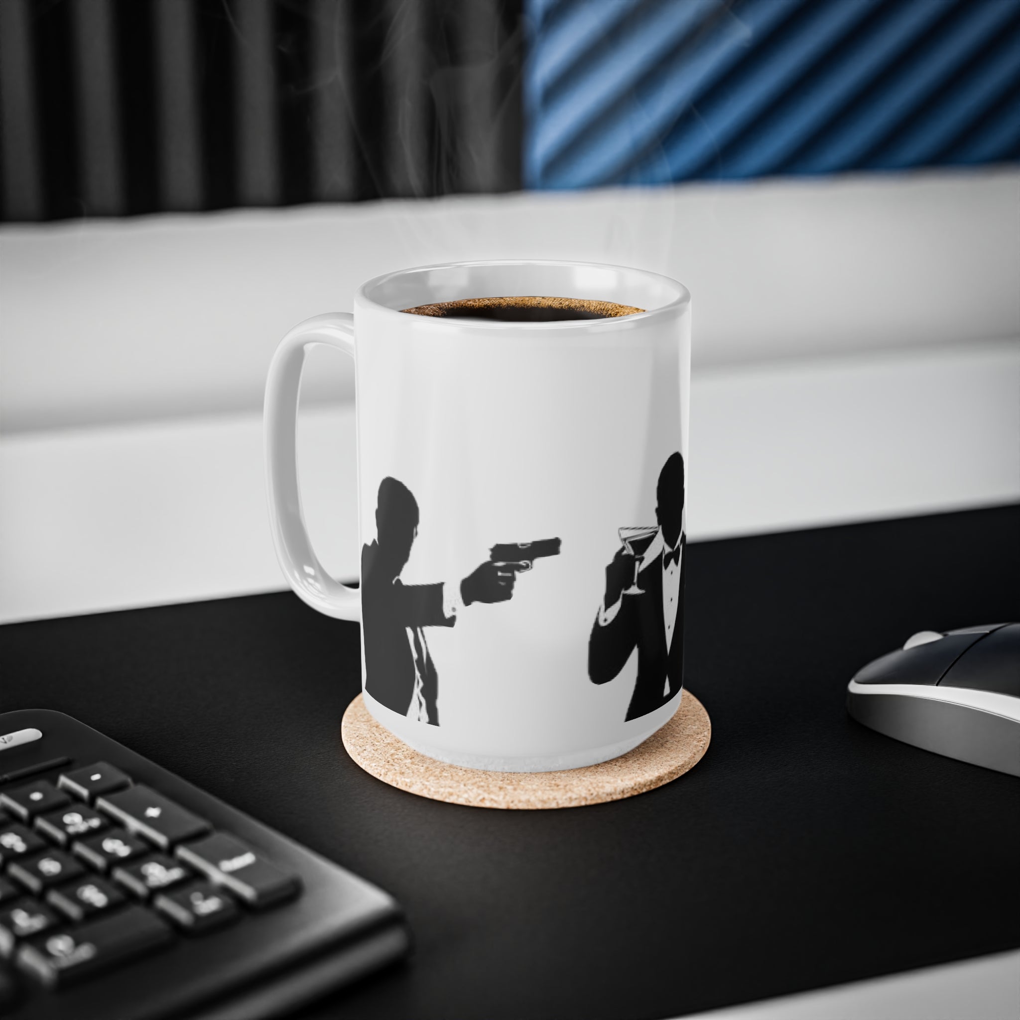 Spy Silhouette Ceramic Coffee Mug – James Bond Martini & Gun Design (11oz, 15oz)