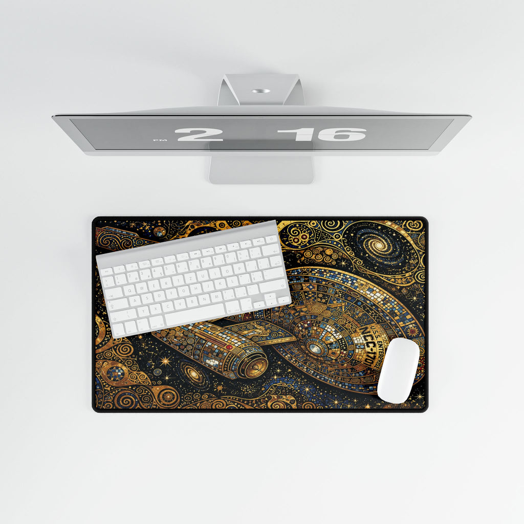 Starship Mosaic Desk Mat — Cosmic Star Trek-Inspired Gaming/Work Surface