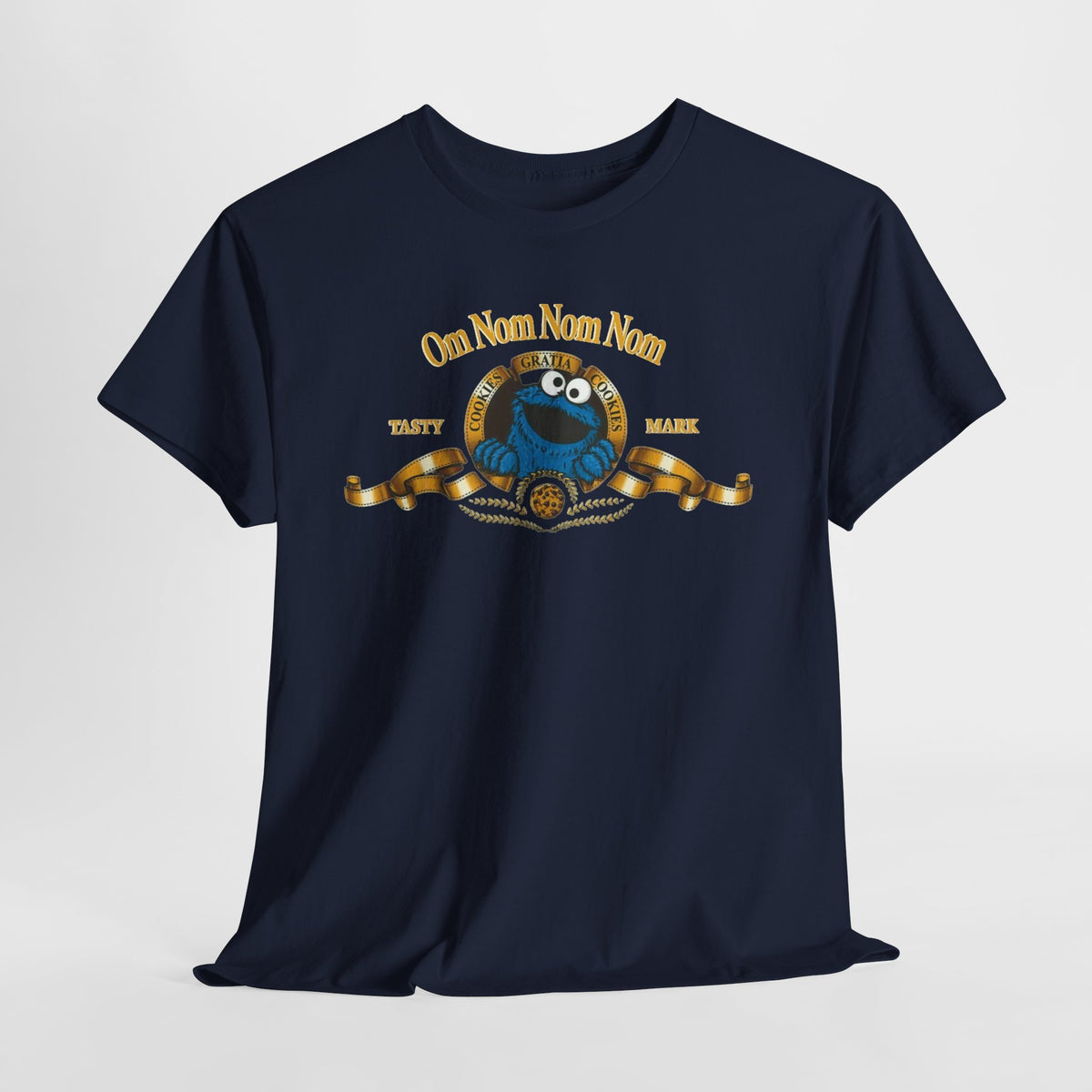 Cookie Monster "Om Nom Nom Nom" Vintage Badge Cotton T‑Shirt