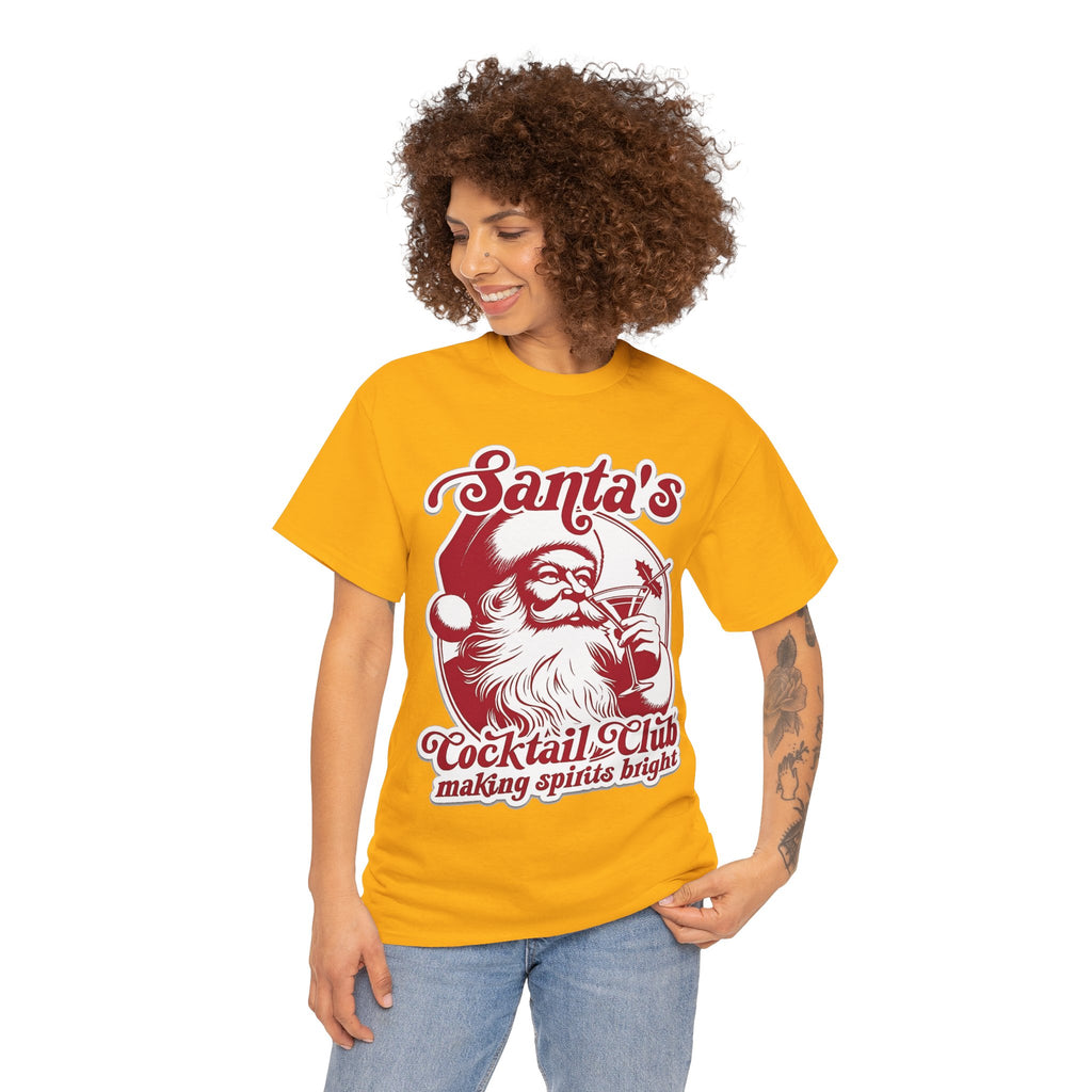 Santa’s Cocktail Club Tee — "Making Spirits Bright" Christmas Shirt