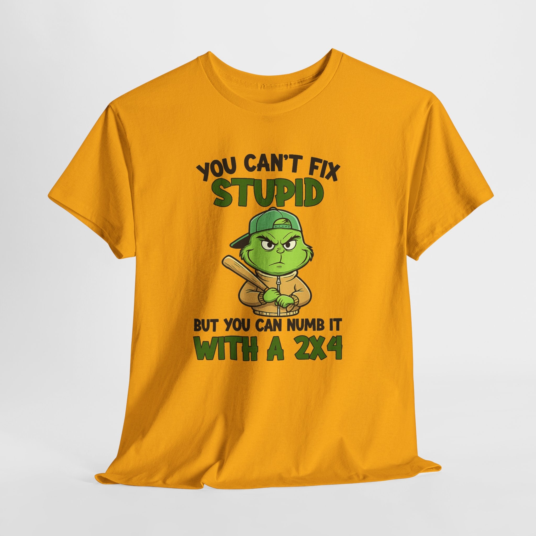 Funny Carpenter T‑Shirt — "You Can't Fix Stupid But You Can Numb It With a 2x4"