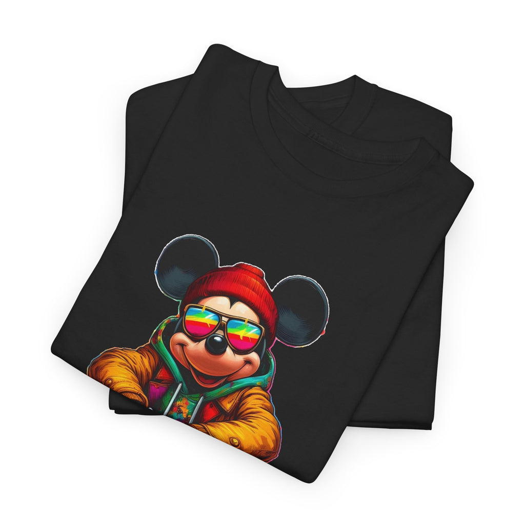 Mickey Mouse Streetwear Graphic Tee — Hip-Hop Mouse Character Sitting in Sneakers
