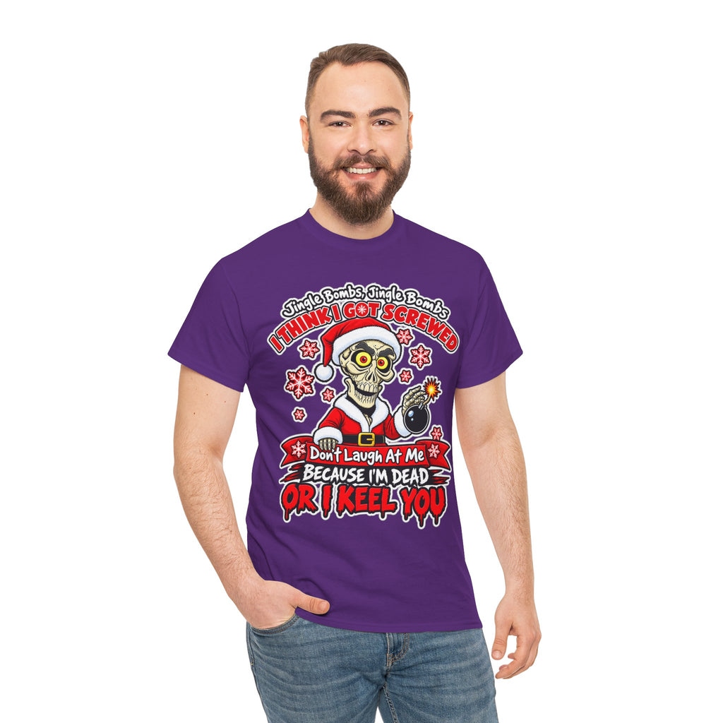 Santa Skull Christmas T-Shirt — "I Think I Got Screwed" Dark Holiday Tee