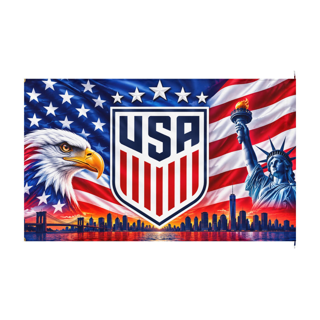 USA Eagle & Statue of Liberty Double-Sided Flag — Patriotic American Banner