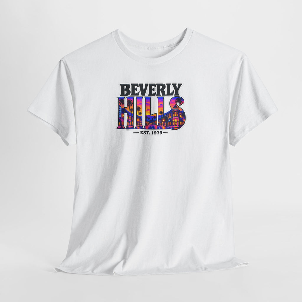 Beverly Hills Retro Sunset Tee — 'Beverly Hills EST. 1979' Graphic T-Shirt