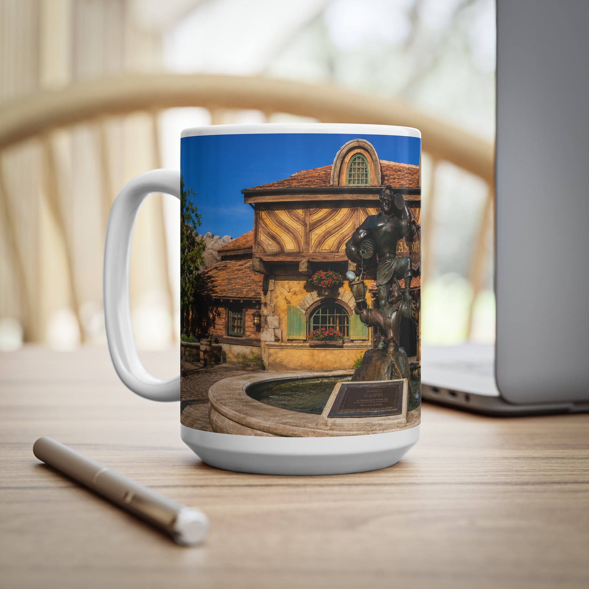 Gaston's Tavern Fountain Photo Mug — 11oz/15oz Ceramic Coffee Cup