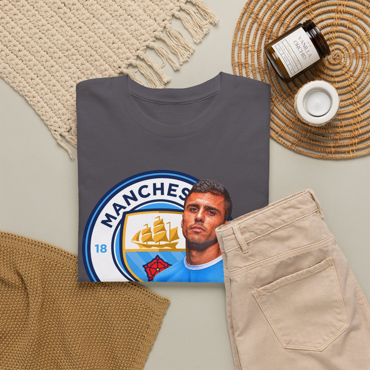 Rodri Manchester City Legend Football Tee — Player Portrait Soccer Shirt