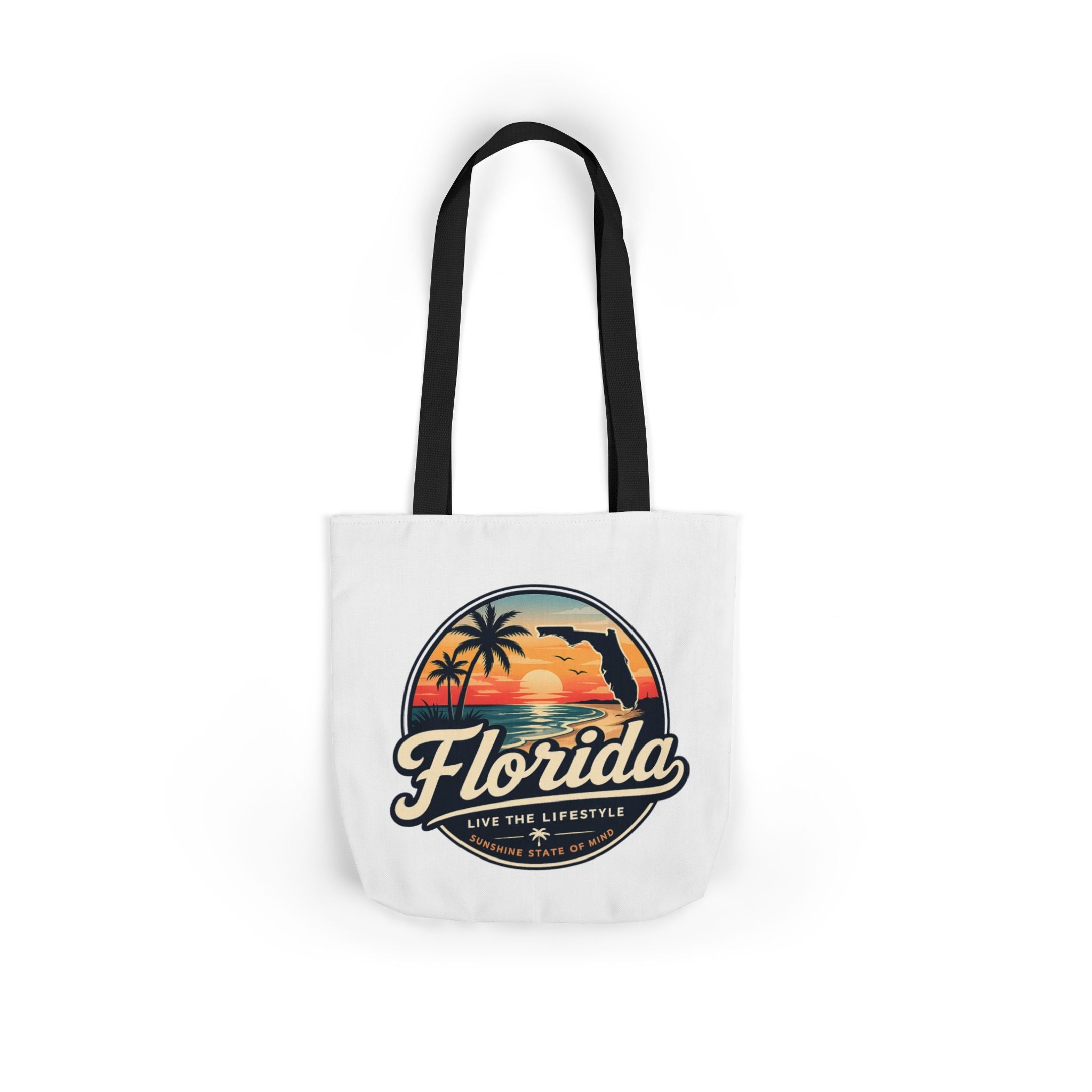 Florida Sunset Canvas Tote Bag — Retro Palm Beach Design