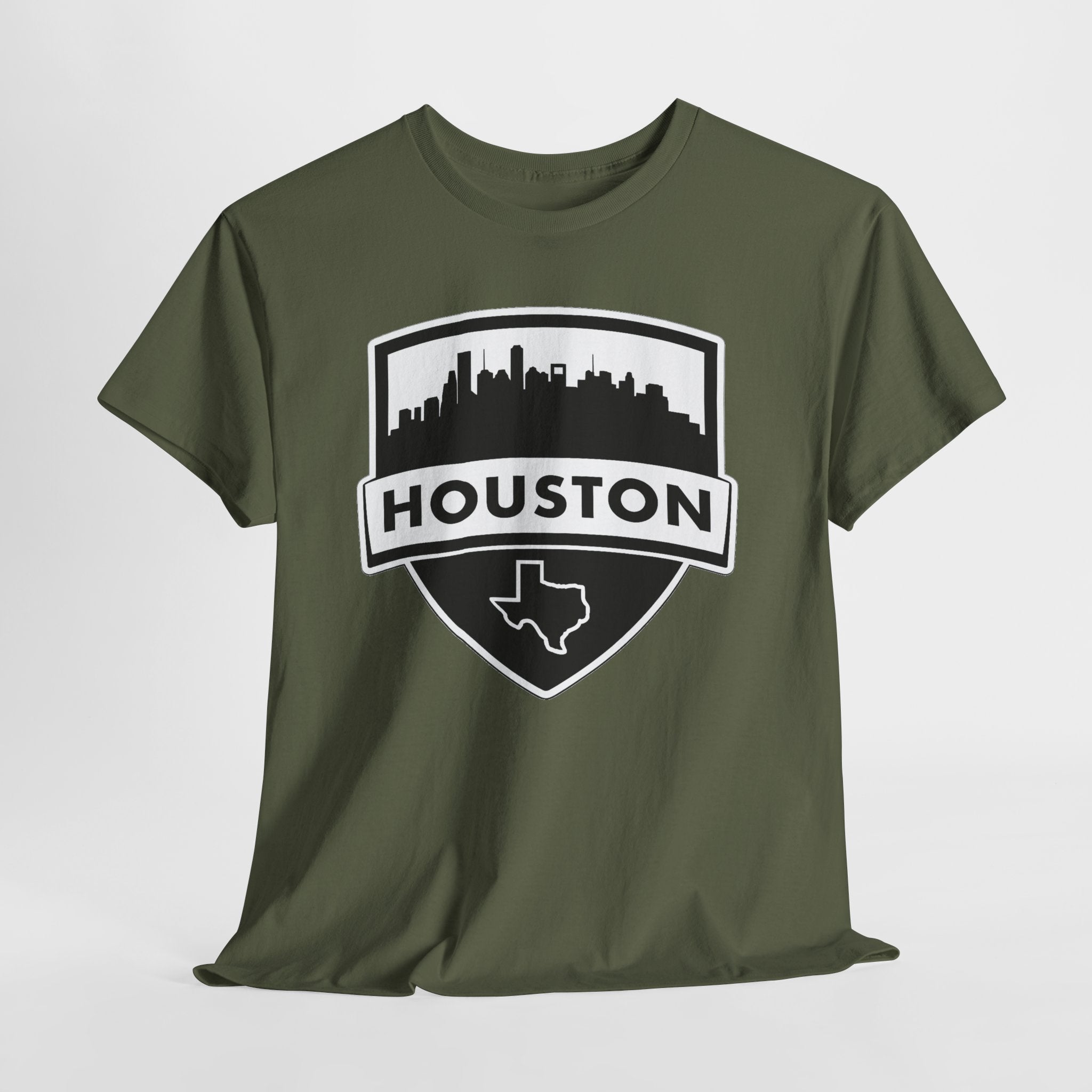 Houston Skyline Shield T-Shirt — Texas Outline City Pride Tee
